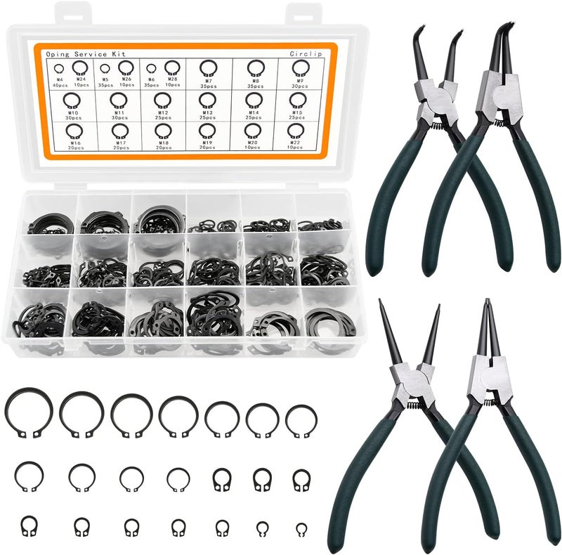 LFSEMINI Shop Assortment - 500pcs Retaining Ring Set, M4-M28, 21 Sizes Alloy Steel Circlip Snap Ring Set - Image 1